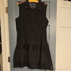 Signature Collection Black Sleeveless Mini Dress Lace Size Xlarge Zip Casual